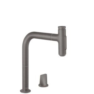 Dřezová baterie Hansgrohe Metris s vytahovací sprškou, 2 proudy kartáčovaný černý chrom 73818340