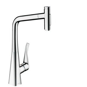 Dřezová baterie Hansgrohe Metris s vytahovací sprškou, 2 proudy chrom 73820000