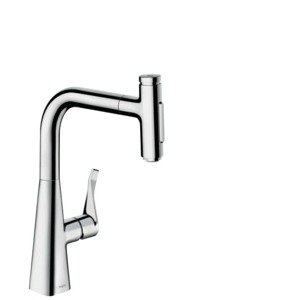 Dřezová baterie Hansgrohe Metris s vytahovací sprškou, 2 proudy chrom 73822000