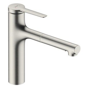 Dřezová baterie Hansgrohe Zesis s vytahovací sprškou, 2 proudy nerez 74801800