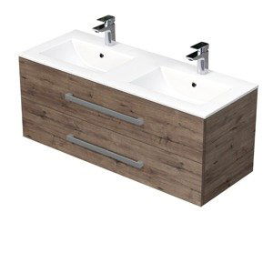 Koupelnová skříňka s umyvadlem Naturel Cube Way 120x53x46 cm dub Wellington mat CUBE461202DWMOD