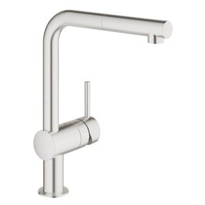 Dřezová baterie Grohe Minta s vytahovací sprškou supersteel 32168DC0