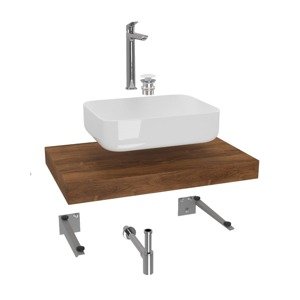 Koupelnová sestava Hansgrohe s deskou pod umyvadlo Dolce 80x8x50 cm dub charleston KSETDO8