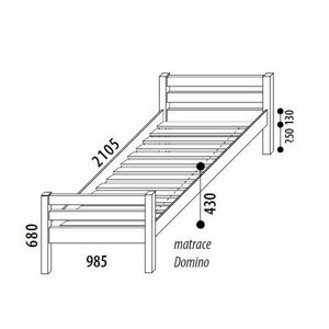 Postel jednolůžko DOMINO D901/BC, masiv buk