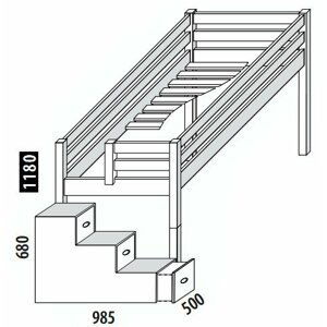 Zvýšené jednolůžko - postel DOMINO D905 se schůdky, masiv buk