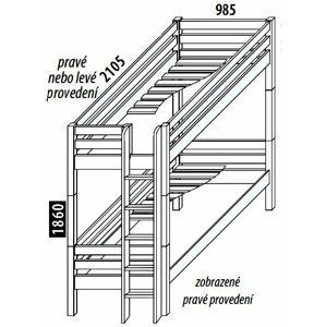 Dětská poschoďová postel - palanda DOMINO D906 s čelních vstupem, masiv buk