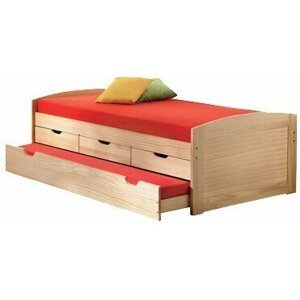 Zvýšená  postel s úložným prostorem a přistýlkou IA8806 90x200, masiv borovice