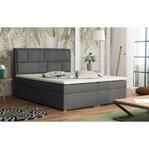 Americká postel boxspring CS34013, s matrací a úložným prostorem, tmavě šedá látka, 140x200 cm