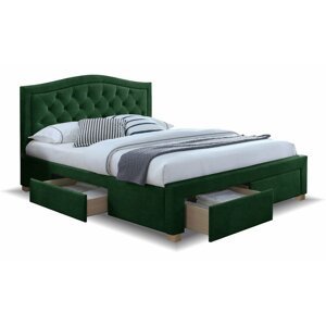 Čalouněná postel CS11012 s úložným prostorem, velvet zelená látka, 160x200 cm
