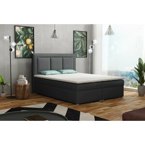 Americká postel boxspring CS34010, s matrací a úložným prostorem, tmavě šedá, 140x200 cm