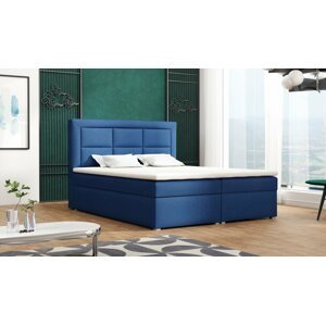 Americká postel boxspring CS34012, s matrací a úložným prostorem, granátově modrá, 160x200 cm