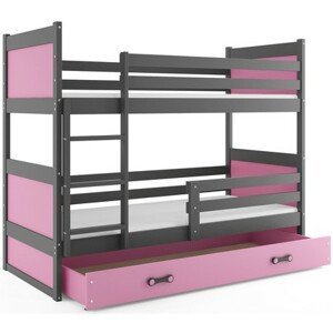 Dětská patrová postel RICO 200x90 cm Ružové Šedá