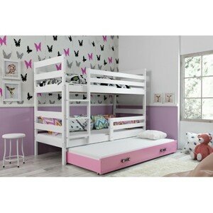 Dětská patrová postel s výsuvnou postelí ERYK 190x80 cm Ružové Bílá