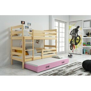 Dětská patrová postel s výsuvnou postelí ERYK 160x80 cm Ružové Borovice