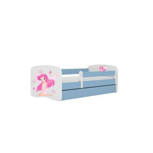 Dětská postel s úložným prostorem Babydream 80x180 cm - víla Bílá + modrá Pěnová matrace