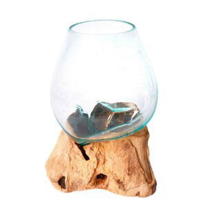 Ambia Home VÁZA, dřevo, sklo, 30 cm