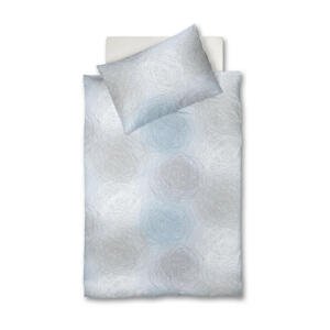 Fleuresse POVLEČENÍ, satén, šedá, bílá, světle modrá, 140/200 cm