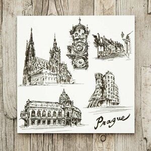 Praha - gravírovaný 3D obraz na zeď ze dřeva