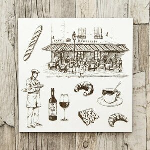 Dřevěný obraz do restaurace - Francouzská kavárna