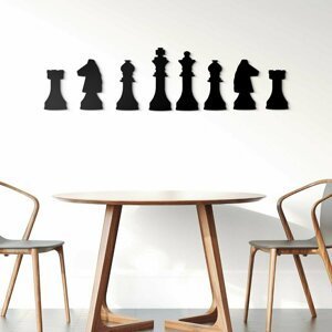 Dřevěná 3D dekorace na zeď - metrová nálepka Šachy