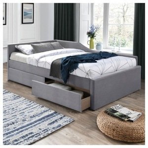 Rohová postel s roštem ILAUT šedá, 120x200 cm