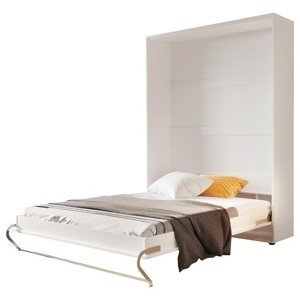 Sklápěcí postel CONCEPT PRO CP-01 bílá vysoký lesk, 140x200 cm, vertikální