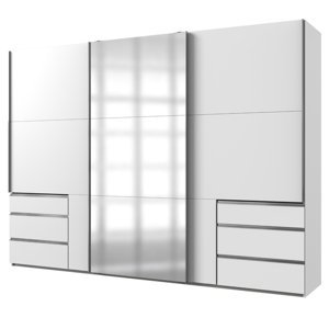 Šatní skříň ELIOT bílá, 3 dveře, zrcadlo