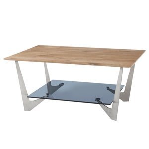 Konferenční stolek ALMONTE dub/stříbrná/sklo