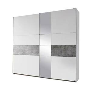 Šatní skříň CADENCE II alpská bílá/imitace betonu, šířka 261 cm