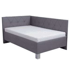 Čalouněná rohová postel AFRODITE šedá, 140x200 cm