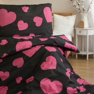 Jerry Fabrics Povlečení polybavlna Srdce pink, 2 ks 140 x 200 cm, 2 ks 70 x 90 cm
