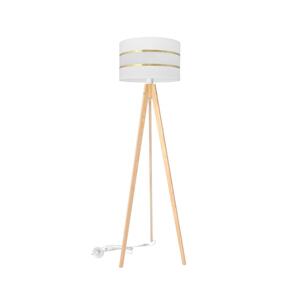 Stojací lampa HELEN 1xE27/60W/230V bílá/zlatá/borovice