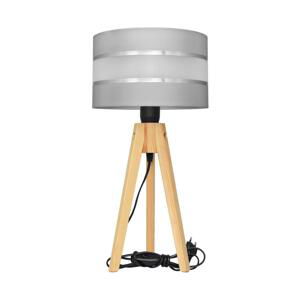 Stolní lampa HELEN 1xE27/60W/230V šedá/chrom/borovice