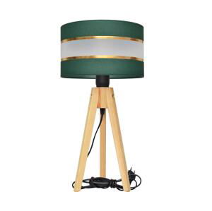 Stolní lampa HELEN 1xE27/60W/230V zelená/zlatá/borovice