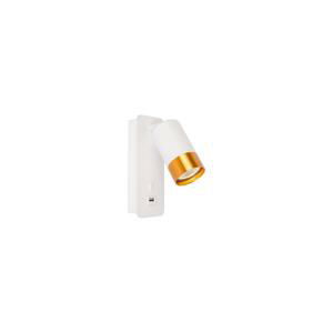 Nástěnné bodové svítidlo s USB nabíječkou 1xGU10/35W/230V bílá/zlatá