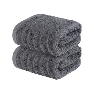 LIVARNO home Froté ručník, 50 x 100 cm, 2 kusy (tmavě šedá)