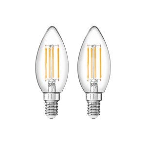 LIVARNO home Filamentová LED žárovka (svíčka E14, 2 kusy)