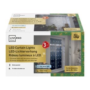 LIVARNO home Světelný LED závěs, 40 LED (světelný LED závěs sněhové vločky)