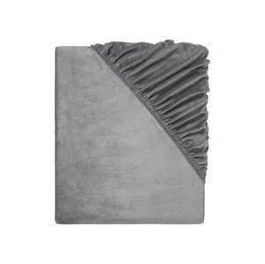 LIVARNO home Plyšové napínací prostěradlo, 180-200 x 200 cm (šedá)