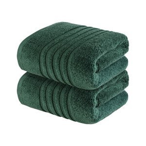 LIVARNO home Froté ručník, 50 x 100 cm, 500 g/m2, 2 kusy (tmavě zelená)