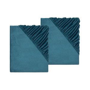 Sada plyšových napínacích prostěradel 90-100 x 200 cm, 2dílná, modrá