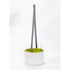 Plastia Samozavlažovací závěsný květináč Berberis bílá + zelená, pr. 30 cm