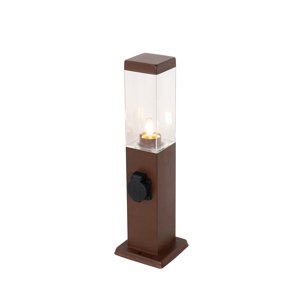 Buitenlamp roestbruin 45 cm met stopcontact IP44 - Malios