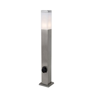 Buitenlamp staal 80 cm met stopcontact IP44 - Malios