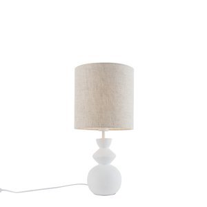 Design tafellamp wit stoffen kap lichtgrijs 25 cm - Alisia