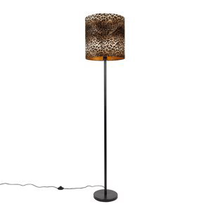 Stojací lampa černý odstín leopardí design 40 cm - Simplo