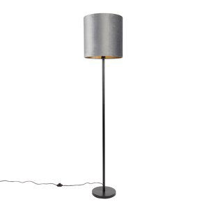 Moderní stojací lampa černá odstín šedá 40 cm - Simplo