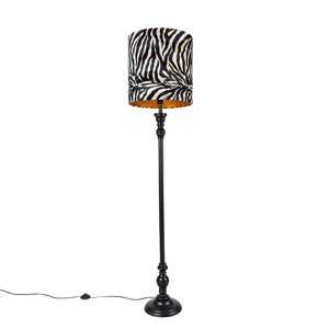 Stojací lampa černá s odstínem zebra design 40 cm - Classico