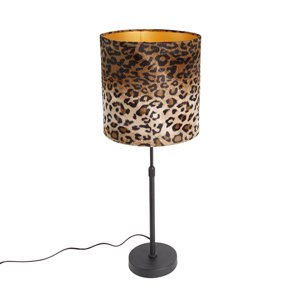 Stolní lampa černý sametový odstín leopardí design 25 cm - Parte