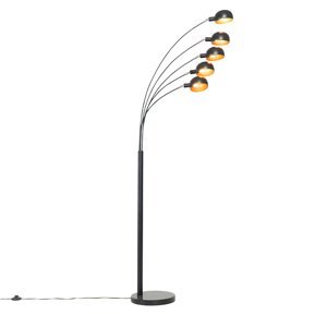 Designová stojací lampa černá se zlatými 5 světly - Sixties Marmo